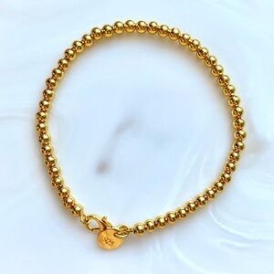 Gold 4mm Beaded Women's Bracelet - 18k gold plated 925